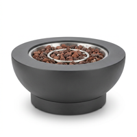 32 In. W X 13.5 In. H Iron Propane Gas Burning round Outdoor Patio Fire Pit in Dark Grey — Studio Shot