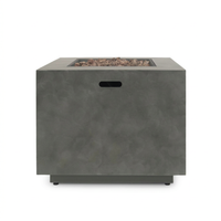 Wellington 33 In. X 24 In. Square Concrete Propane Outdoor Patio Fire Pit in Dark Grey — Studio Shot