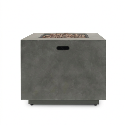 Wellington 33 In. X 24 In. Square Concrete Propane Outdoor Patio Fire Pit in Dark Grey — Studio Shot